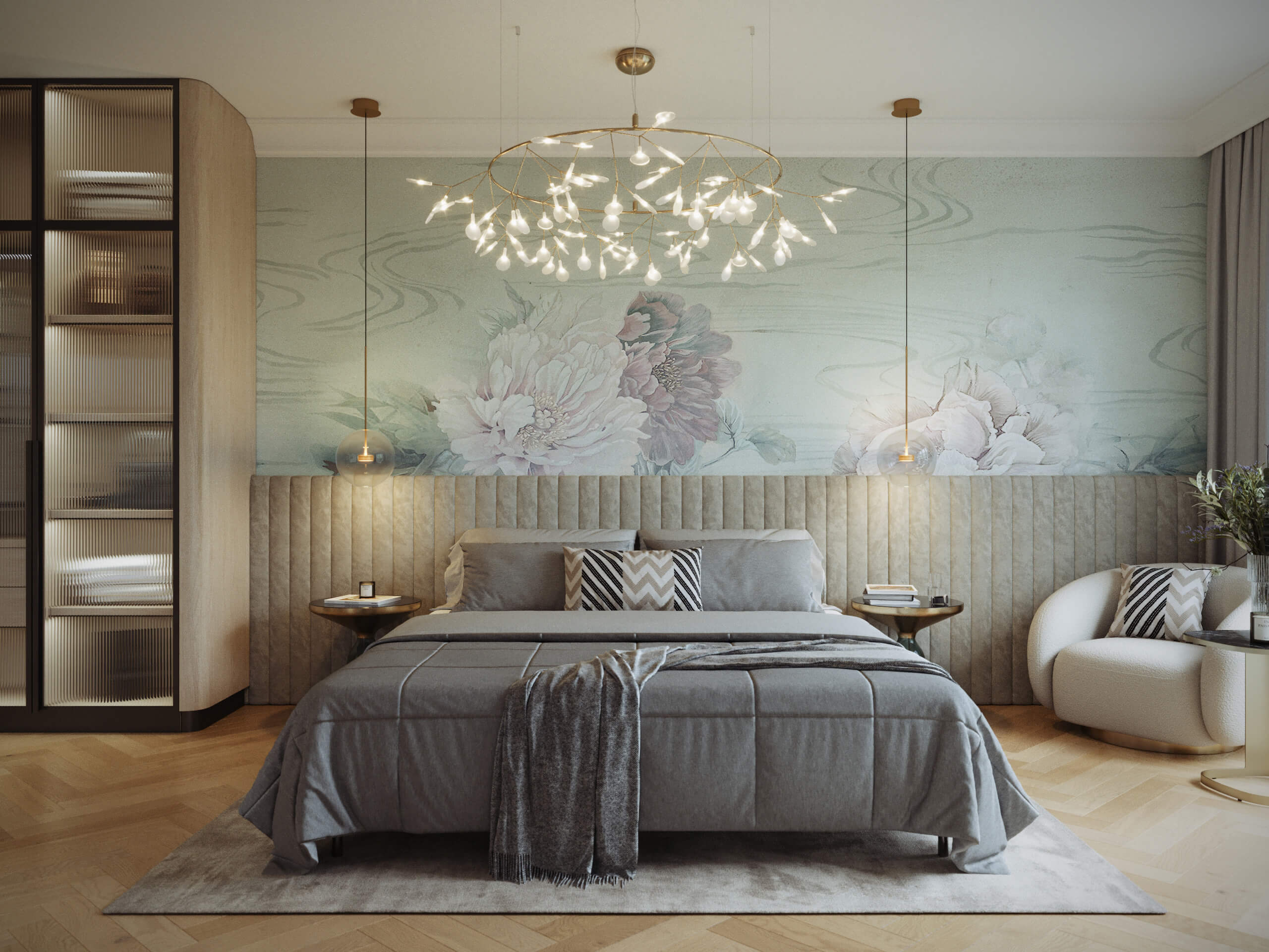Floralia wallpaper by Wall&deco is the perfect backdrop for the bedroom