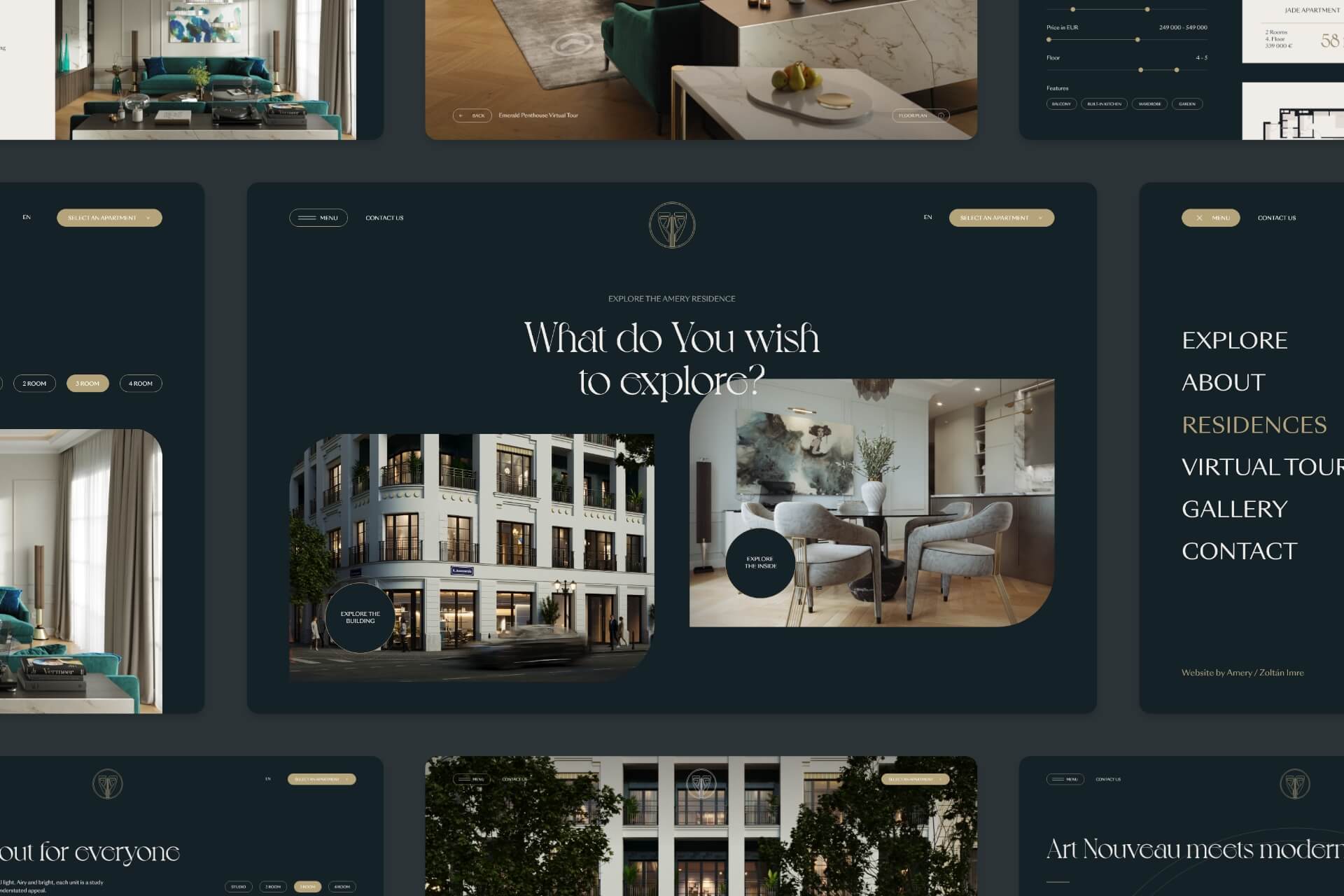 Website page layouts for a classy real estate project