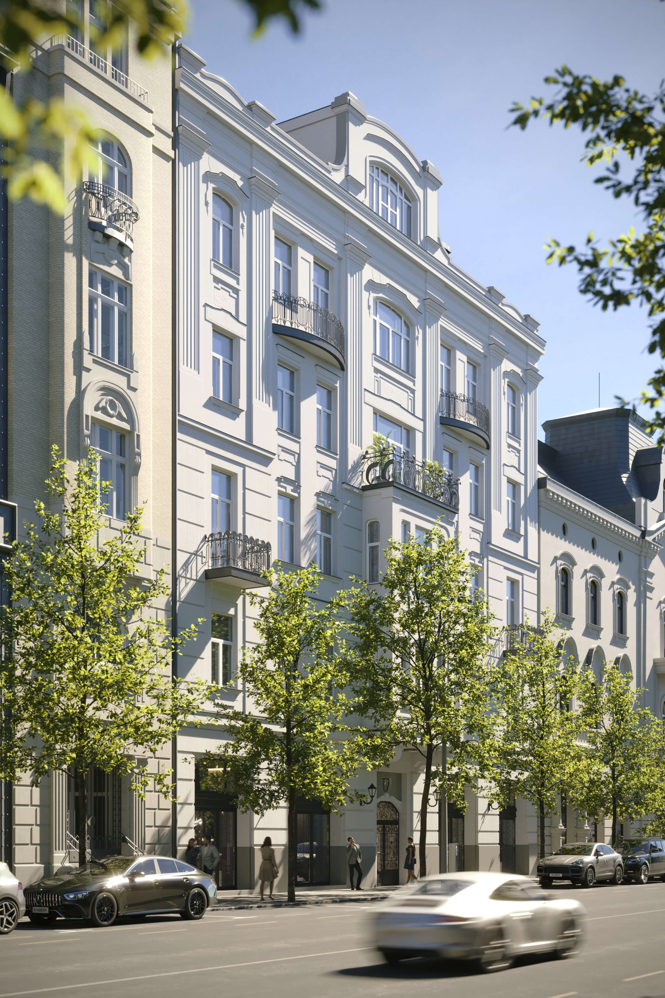 Alkotmany 27 3d visualization of the building on a sunny day by Amery Digital