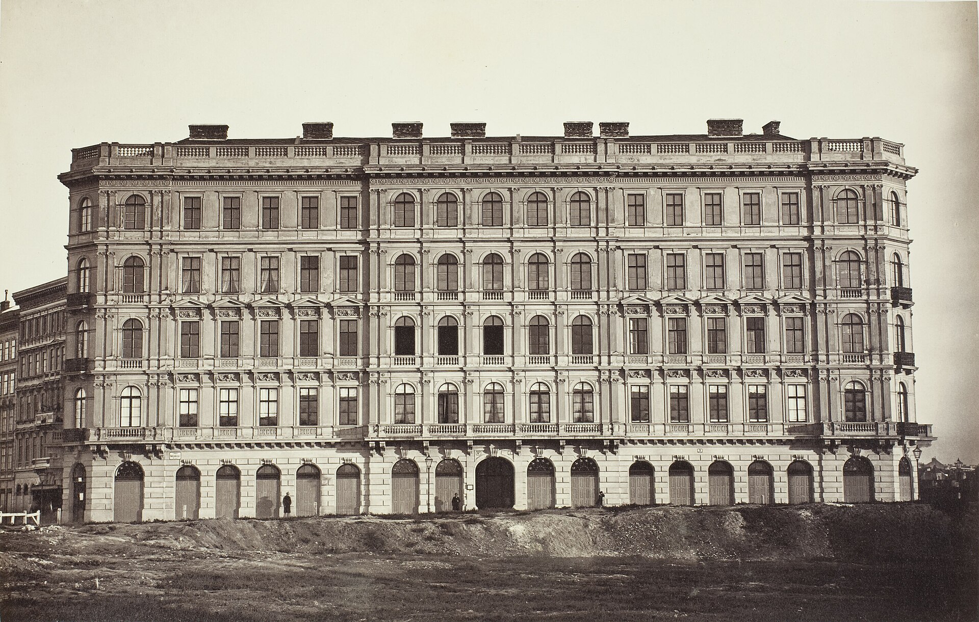 A grand Gründerzeit apartment building on Babenbergerstraße, Vienna, photographed in the 1860s
